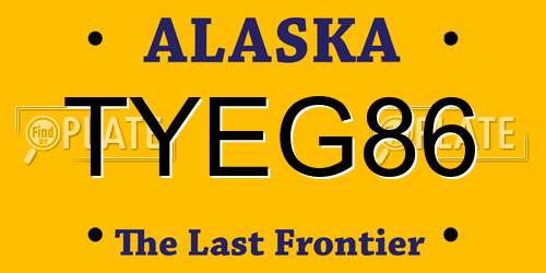 TYEG86 Alaska License Plate