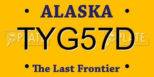 TYG57D Alaska License Plate