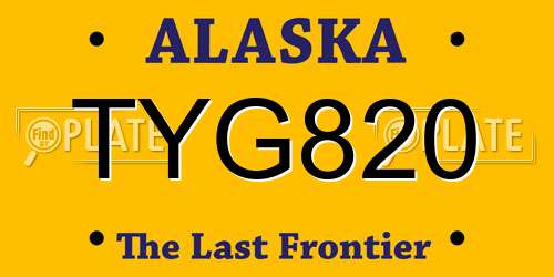 TYG820 Alaska License Plate