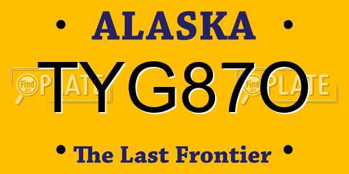 TYG87O Alaska License Plate