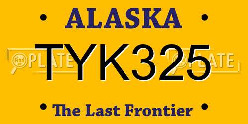 TYK325 Alaska License Plate