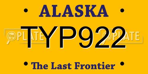 TYP922 Alaska License Plate