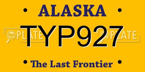 TYP927 Alaska License Plate