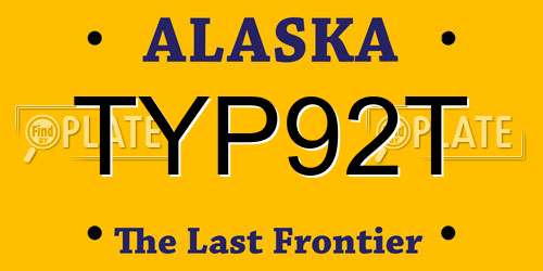 TYP92T Alaska License Plate