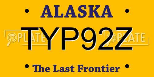 TYP92Z Alaska License Plate