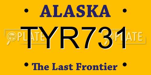 TYR731 Alaska License Plate
