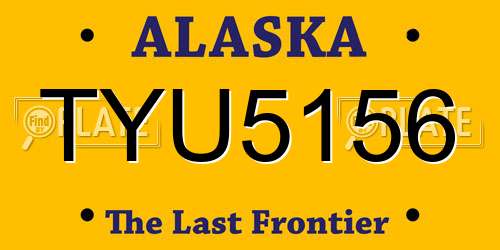 TYU5156 Alaska License Plate