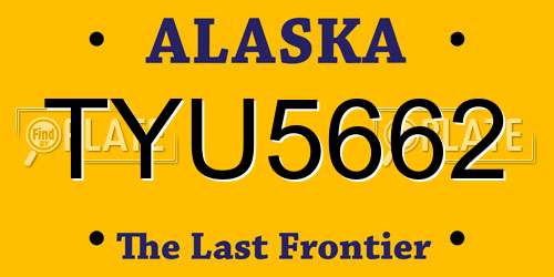 TYU5662 Alaska License Plate
