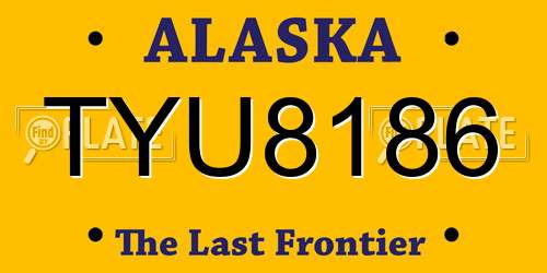 TYU8186 Alaska License Plate