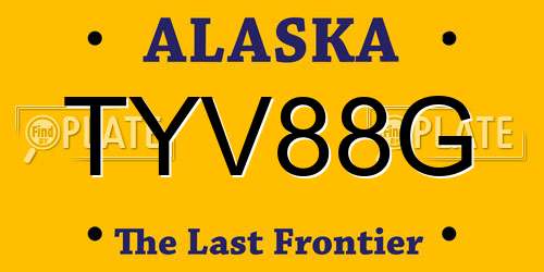 TYV88G Alaska License Plate