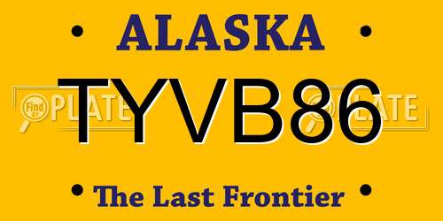 TYVB86 Alaska License Plate
