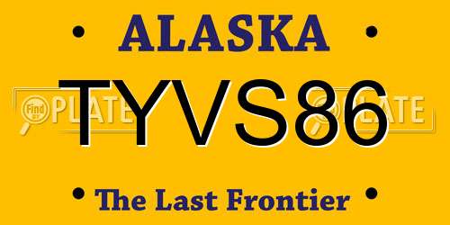 TYVS86 Alaska License Plate