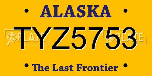 TYZ5753 Alaska License Plate