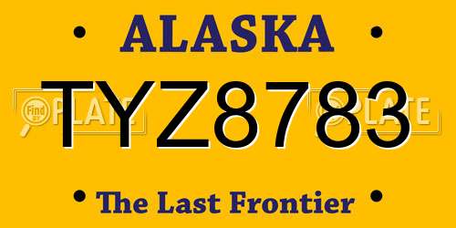TYZ8783 Alaska License Plate