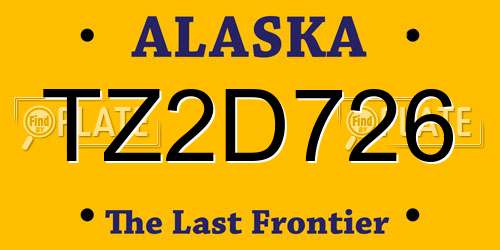 TZ2D726 Alaska License Plate