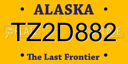 TZ2D882 Alaska License Plate