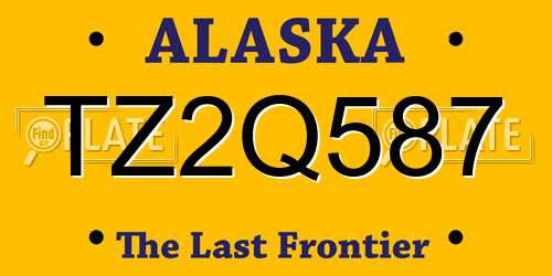 TZ2Q587 Alaska License Plate