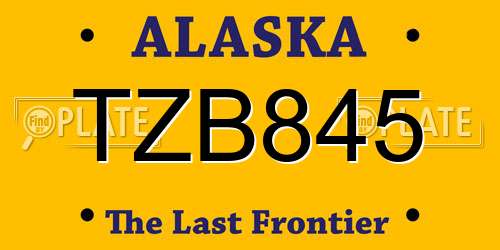 TZB845 Alaska License Plate