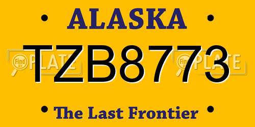 TZB8773 Alaska License Plate