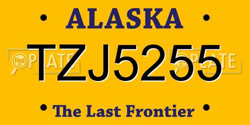 TZJ5255 Alaska License Plate