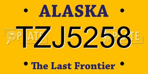 TZJ5258 Alaska License Plate