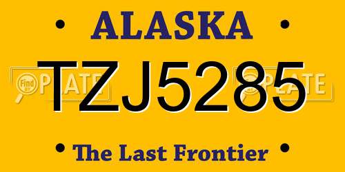TZJ5285 Alaska License Plate