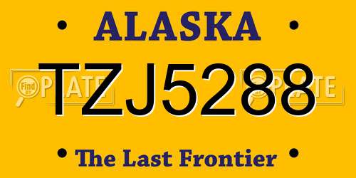 TZJ5288 Alaska License Plate