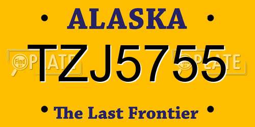 TZJ5755 Alaska License Plate