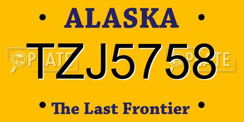 TZJ5758 Alaska License Plate
