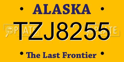 TZJ8255 Alaska License Plate