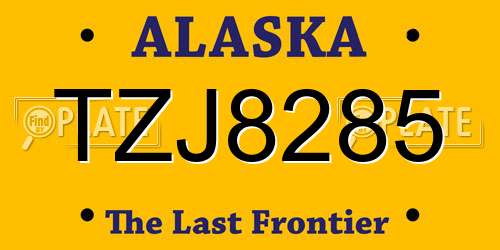 TZJ8285 Alaska License Plate