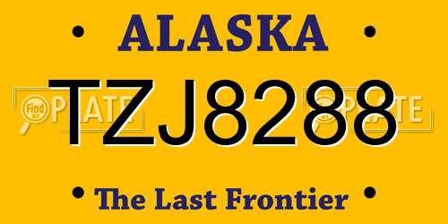 TZJ8288 Alaska License Plate