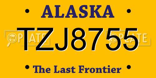 TZJ8755 Alaska License Plate