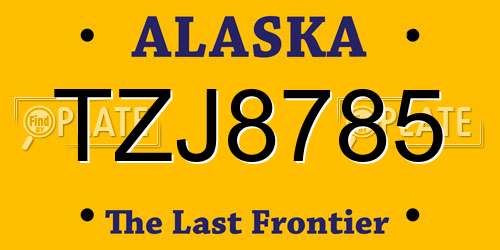 TZJ8785 Alaska License Plate