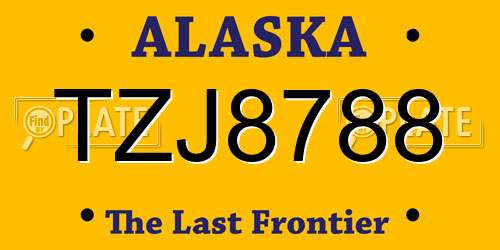 TZJ8788 Alaska License Plate