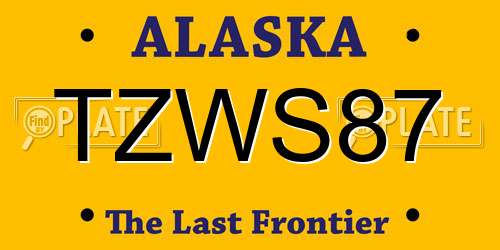 TZWS87 Alaska License Plate