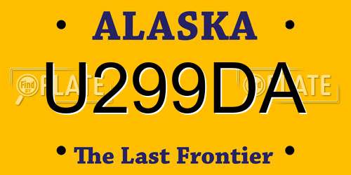 U299DA Alaska License Plate