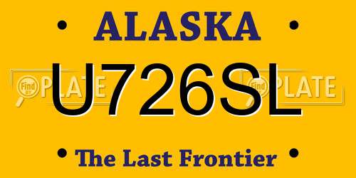 U726SL Alaska License Plate