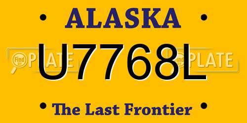 U7768L Alaska License Plate