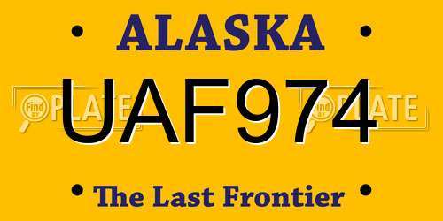 UAF974 Alaska License Plate