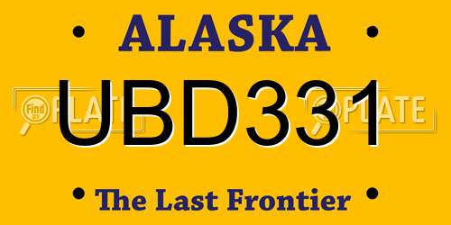 UBD331 Alaska License Plate