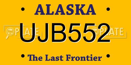 UJB552 Alaska License Plate