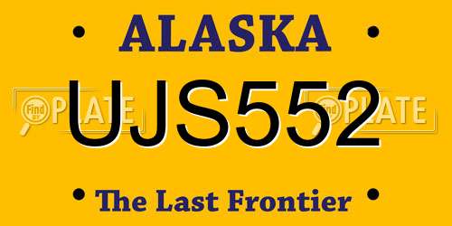UJS552 Alaska License Plate