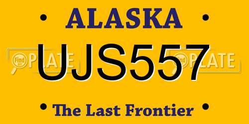 UJS557 Alaska License Plate