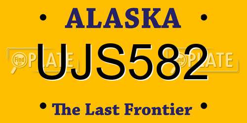 UJS582 Alaska License Plate