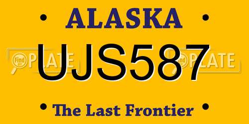 UJS587 Alaska License Plate