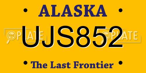 UJS852 Alaska License Plate