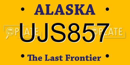 UJS857 Alaska License Plate
