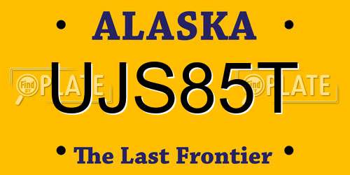 UJS85T Alaska License Plate