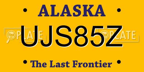 UJS85Z Alaska License Plate